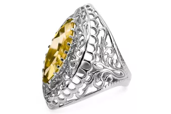 Artisanat vintage Anneau Péridot jaune Argent sterling 925 vrc090s